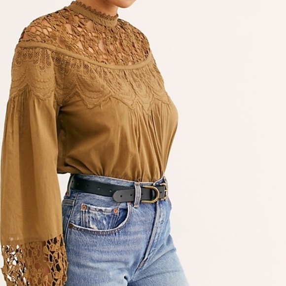Free People Better For You  High Neck Crochet  Embroidered Top XS - Picture 4 of 10